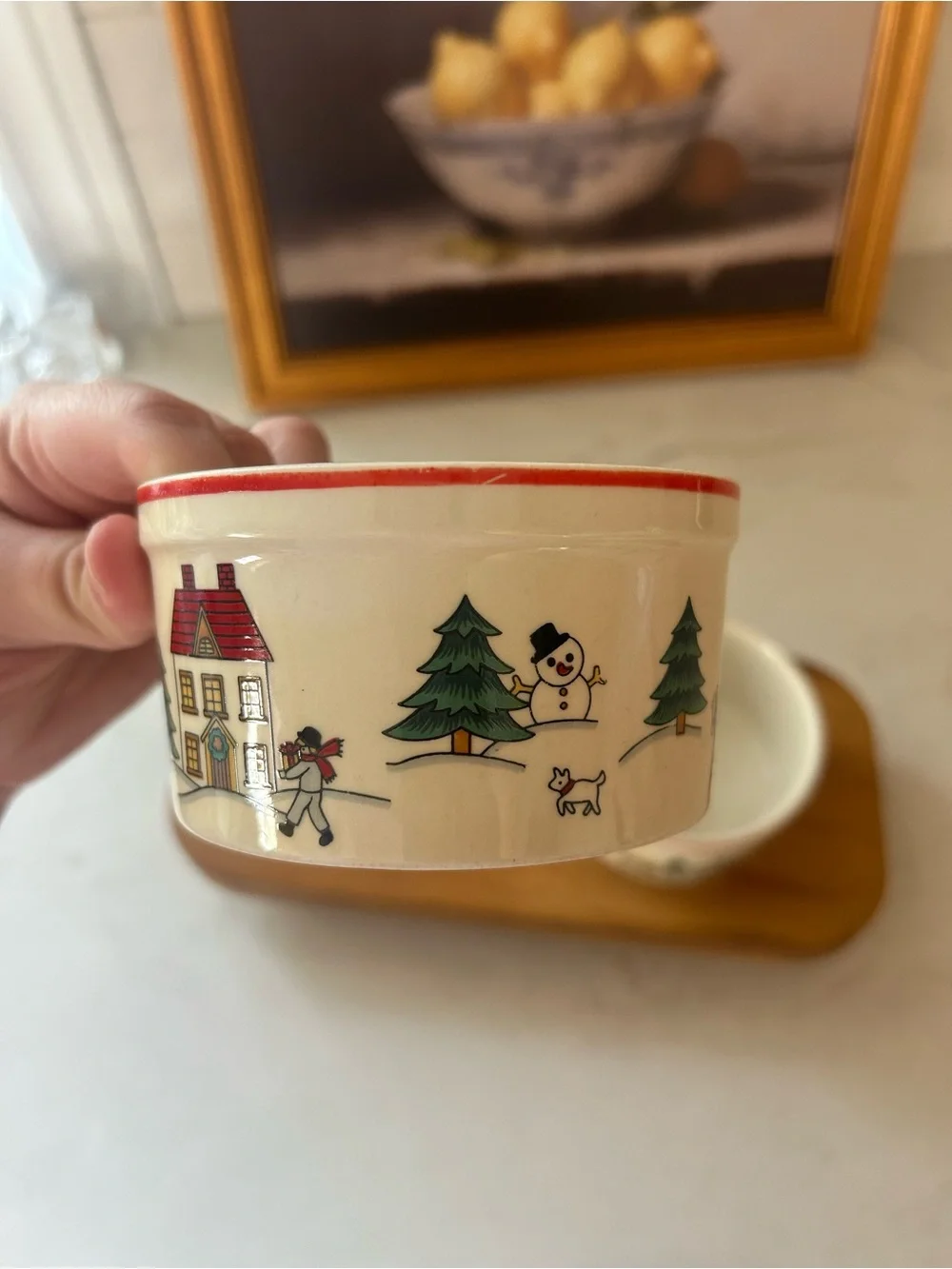 Vintage 1987 Jamestown China Joy of Christmas Ramekins Set of 2 Holiday Bowls